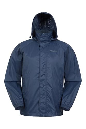 Image of Mountain Warehouse Pakka Mens Waterproof Packable Jacket - IsoDry, Lightweight & Breathable Raincoat with Taped Seams & Packaway Bag - Spring Summer & Travel Navy M