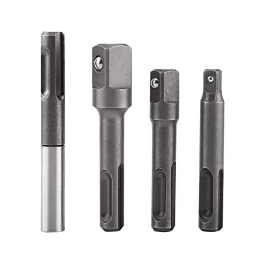 Image of Haosie SDS Drill Bit Set, 4pcs SDS Chuck Adapter, 1/4 3/8 1/2 Square Drill Bit Adapter, 1/4 Hex Socket SDS Adapter, Drill Bit Adaptor Suitable for Telescopic Hand Drills or Ele