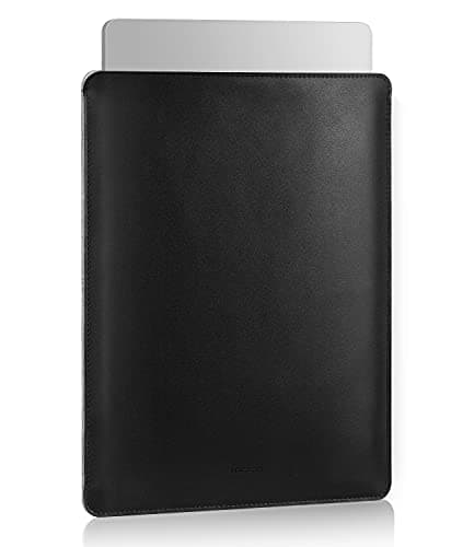 Image of MoKo 14 Inch Laptop Sleeve Bag, PU Leather Briefcase Slim Stylish Case Compatible with MacBook Pro 14" M2 MAX 2023/2021, Black