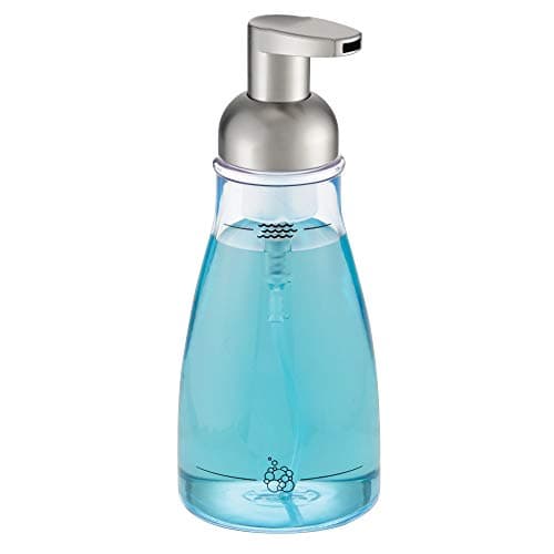 Image of iDesign 50100 1-Piece Foaming Soap Pump, Clear/ Brushed Nickel
