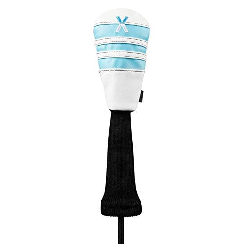 Image of Callaway Unisex-Adult 2020 Vintage Traditional Hybrid X Water Repellent Headcover Golf Iron Head Covers, White/Light Blue/Navy, One Size