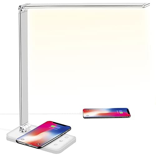 Image of BIENSER LED Desk Lamp with Wireless Charging, USB Charging Port, 10 Brightness Levels, 5 Lighting Modes, Dimmable Eye-Caring Desk Lamps for Home Office, Touch Control, Auto Timer, 20W Adapter Included
