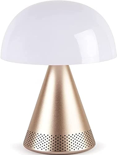 Image of Lexon Mina L Audio 2 in 1 Mushroom Table Lamp and Wireless Bluetooth Speaker, 9 LED Color Mood Lamp for Bedrooms & Living Room & Music Player - Soft Gold