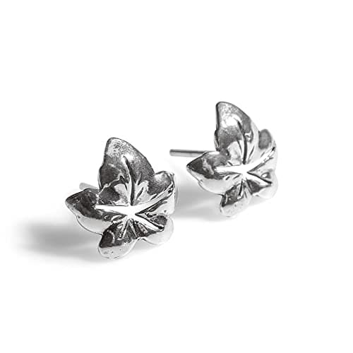 Image of HENRYKA 925 Sterling Silver Ivy Leaf Stud Earrings | Woodland Botanical Jewellery | Simple Studs | Elvish Jewellery