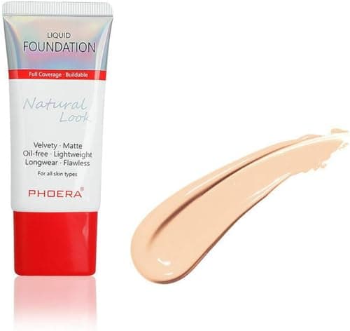 Image of PHOERA Velvety Matte Foundation – Full Coverage Long Wear Liquid Foundation, Oil-Free Smooth Finish Makeup, Lightweight Buildable for All Skin Types (NUDE)