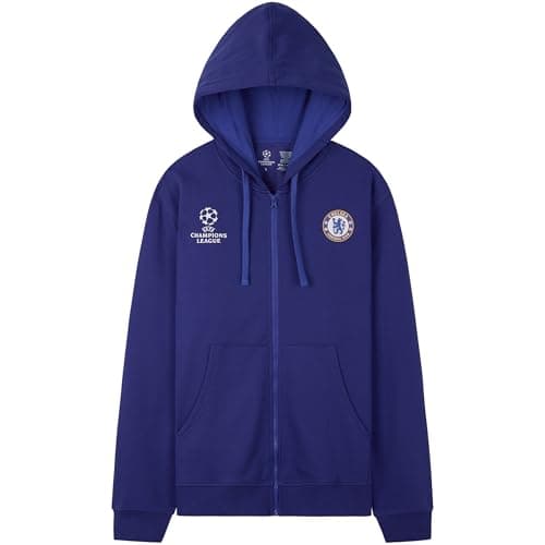 Image of Get Trend Chelsea FC Hoodies for Men & Teens S-3XL, Champions League Football Zip-Up Hooded Sweatshirt, Football Gifts for Men (2XL, Blue Chelsea)