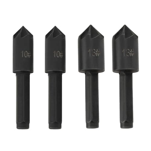 Image of VGOL 4Pcs 7 Flute 10MM 13MM 1/4-Inch Hex Shank Drill Bits Chamfer Tool Woodworking Countersink Carbon Steel