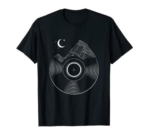 Image of Vinyl Mountains Music DJ Record Men Vinyl T-Shirt