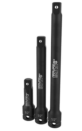 Image of LEXIVON Impact Driver Extension Bar Set, 1/2" Drive | Hardened and Heat Treated Chrome Vanadium Steel | 3-Piece Set 3, 6, and 8 Inch Long (LX-115)