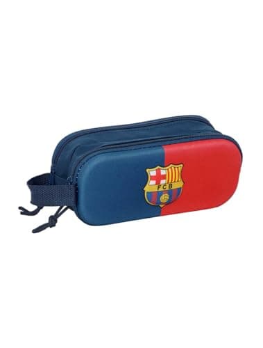 Image of safta FC Barcelona 3D Double Pencil Case for Children, Ideal for School Age, Comfortable and Versatile, Quality and Resilience, 21 x 6 x 8 cm, Blue/Granate, M, Casual, Blue/Grenade, M, Casual