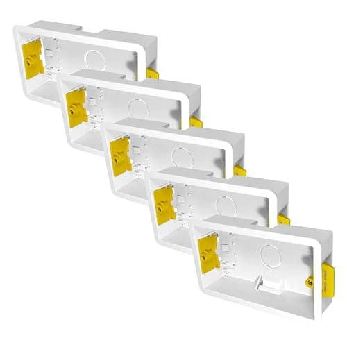 Image of Evoges 2 Gang Dry Lining Back Box 35mm | Fast-Fit Electrical Wall Boxes for Plasterboard (Pack of 5)
