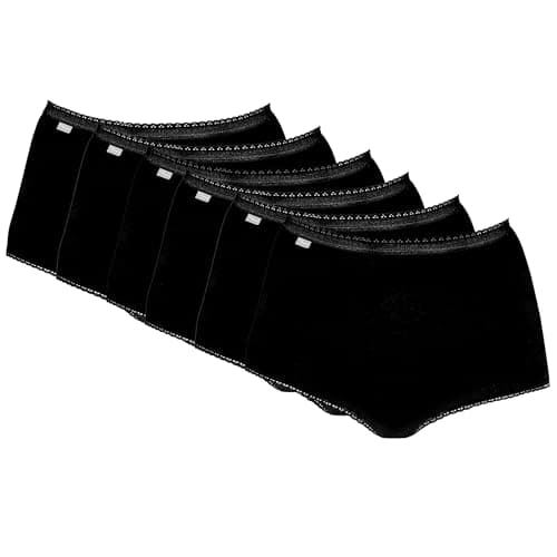 Image of Playtex Women's Pure Cotton Maxi Brief 6 Pack Full BrieF Black, Size 16 (Manufacturer Size:X-LargE)