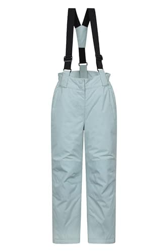 Image of Mountain Warehouse Honey Kids Snow Pants - Snowproof Childrens Trousers, Water Resistant Rain Pants with Zipped Pockets - for Sports, Skiing Holidays, Snowboarding Pale Green Kids Size 7-8 Years