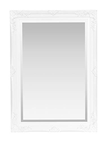 Image of Select Mirrors Rennes Vintage Wall Mirror | Shabby Chic, Baroque, Antique, French Design | Solid Wood Frame | Silver Glass Bevelled Edges | Home Decor | (50cm x 70cm, White Matt)