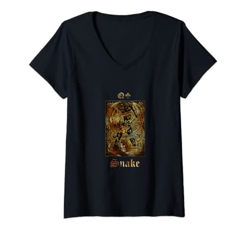 Image of Womens Aesthetic Anime Snake Tarot Card For Men And Manga Lover V-Neck T-Shirt