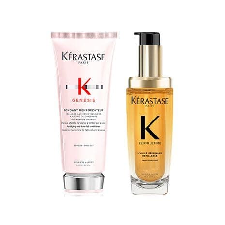 Image of Kérastase Elixir Ultime L'Huile Originale Hair Oil Refillable 75ml and Kérastase Genesis Fondant Renforcateur 200ml