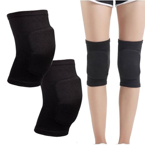 Image of BNPHSIN 1 Pairs Stretchy Dance Knee Pads, Breathable Knee Brace Supports Knee Protector, Full Black Soft Brace Breathable Sleeve Protective for Dance Volleyball Football Yoga Tennis Cycling Jogging