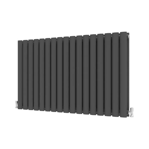 Image of Radbliss Oval Column Horizontal Radiator 600x1003mm Anthracite Double Central Heating Designer RAD