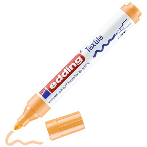 Image of edding 4500 textile marker - light orange - 1 pen - round nib 2-3 mm - permanent fabric markers for drawing on textiles, wash-resistant up to 60 °C - marker pens for fabric lettering