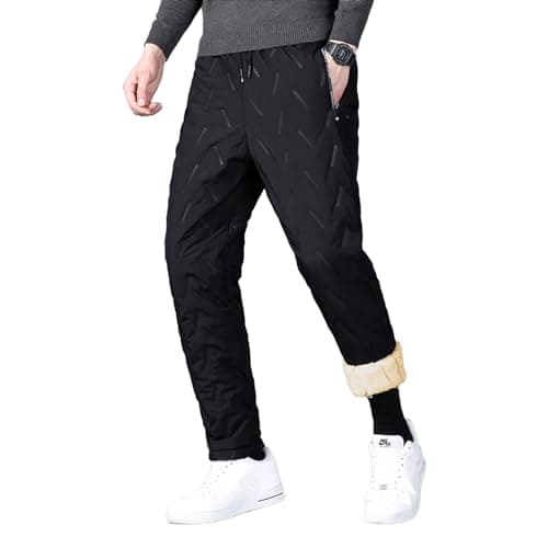 Image of LBL Men's Joggers Casual Fleece Jogging Bottoms Winter Warm Sweatpants Work Trousers Outdoor Sport Pants with Drawstring BS011 Black S