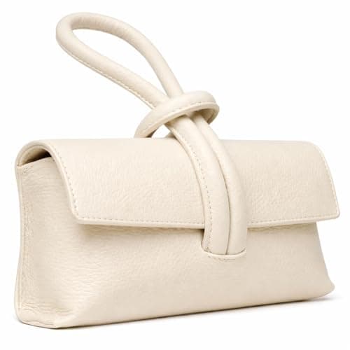 Image of LeahWard Women's Leather Clutch Bag With Loop Handle (L.Beige)