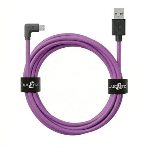 Image of JuicEBitz 1m USB 2.0 Type A to Micro USB Right Angled Charger Cable Data Lead compatible with Android Phones & Tablets - Samsung, LG, Sony Xperia, HTC etc. (Purple)