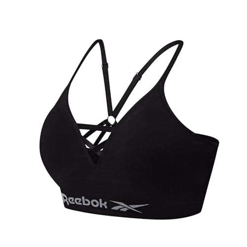 Image of Reebok Womens Seamless Sports Bra | Women's Sports Bras with Halter Neck Design | High Support, Non Wired and Comfortable Bra Available in 4 Size | Black, Grey Or White