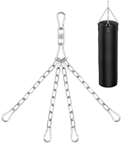 Image of QWORK® 4 Strand Punch Bag Chain Heavy Duty Stainless Steel Hanging Chain for Home or Gym Use, 360 Degree Swivel, Maximum 70kg Capacity