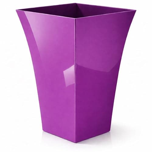 Image of CrazyGadget® Large Milano Tall Planter Square Plastic Garden Flower Plant Pot Gloss Finish - for Indoor and Ourdoor (Purple, 1)