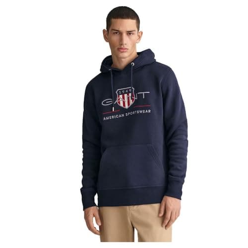 Image of GANT Men's REG Archive Shield Hoodie Evening Blue Standard, Evening Blue, M