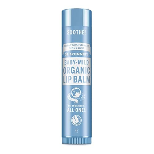 Image of Dr Bronner's Baby Mild Lip Balm, Made with Organic Oils and No Synthetic Ingredients, Used for Lips, Dry Hands, Cuticles and Chapped Cheeks, Certified Fair Trade, 4g Bar