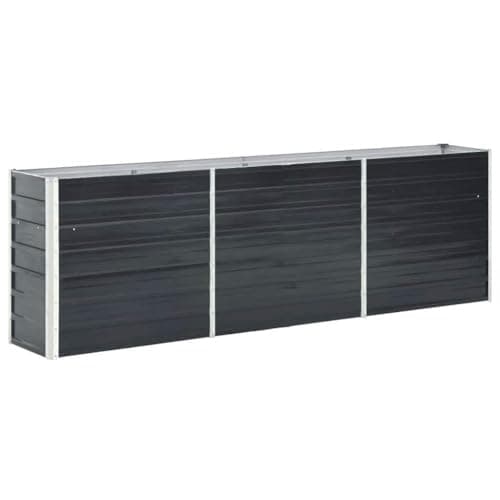 Image of vidaXL Garden Raised Bed, Galvanised Steel, Anthracite, 240x40x77 cm, Rectangular Outdoor Patio Planter, Flowe Herb and Vegetable Box, Open Bottom, Lawn and Garden, DIY Raised Bed