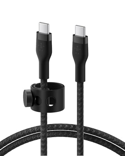 Image of Belkin BoostCharge Pro Flex Braided USB C charger cable, USB-IF certified Power Delivery PD type C fast charging cable for iPhone 16, 15, Galaxy S24, S23, MacBook Pro, iPad, Pixel and more – 2m, black