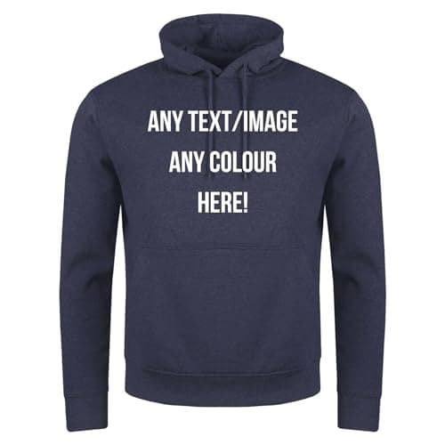 Image of Style It Up Personalised Adults Unisex Mens Ladies Pullover Hoodies Womens Fleece Sweatshirt Plain Top (NAVY, 2XL)