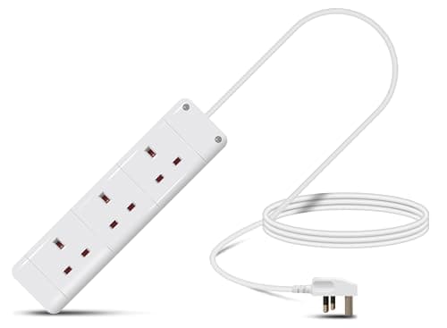 Image of Eagle Three Gang Mains Power 13A Extension Socket to 13A UK Plug Lead Cable, British Standards BS1363 2m