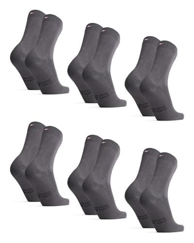 Image of DANISH ENDURANCE Bamboo Socks, Breathable Anti Sweat Socks, for Men & Women, Unisex, 6 Pack, Grey, 9-12