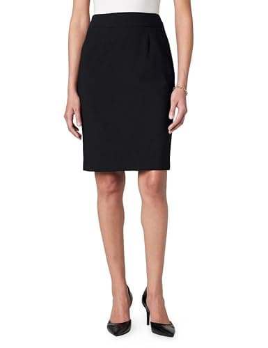 Image of Calvin Klein Women's Petite Lux Straight Skirt - Black - 10 Petite