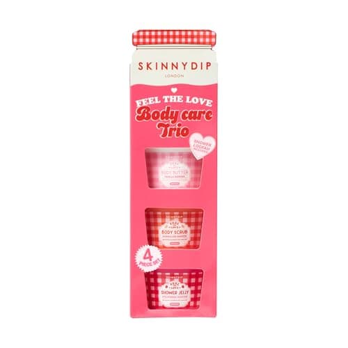 Image of Skinnydip London Supermarket Jam Trio Body Care Set with Exfoliating Gloves – Fruity Pamper Kit for Smooth & Refreshed Skin, Self-Care Gift for Women & Teens