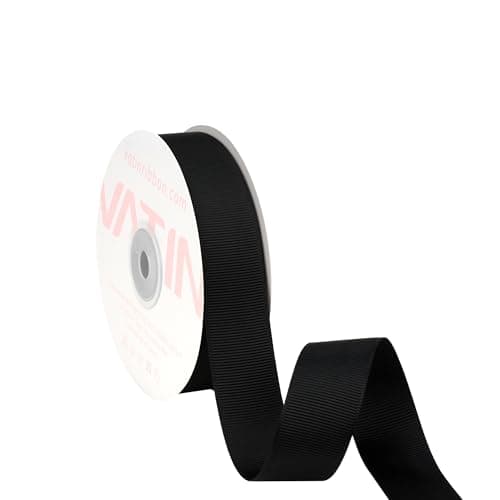 Image of VATIN Black Grosgrain Ribbon, 25mm X 22m, Black Polyester Grosgrain Ribbon,Use for Bows DIY Hair Accessories, Gift Wrapping, Craft and Sewing