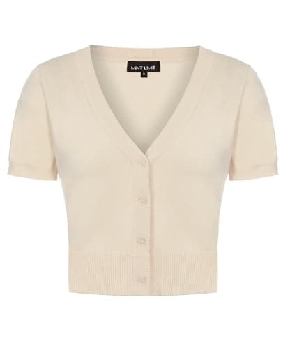 Image of MINTLIMIT Ladies Cardigan Vintage 50s Knitting Dress Coat Bolero Cover up Shrug Cape (Beige XXL)