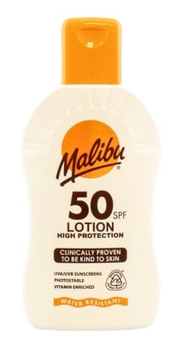Image of Malibu Sun SPF 50 Lotion, High Protection Sun Cream, Moisturising Body Sunscreen with Vitamin E and Aloe Vera Enriched Formula, Water Resistant, 200ml