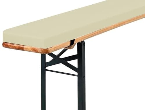 Image of Beer Table Set with Backrest 140x25x5cm High-De Foam Cushs Non-Slip Washable Cover Indoor/Outdoor Chair Pads for Beer Table and Bench Sets