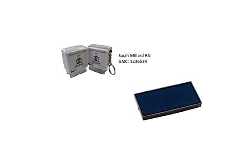 Image of Replacement Ink Pads -E10 Twin Pack - Black Ink for Colop - Nurses/Midwife/Doctors Stamp - Supplied with Handy Key Ring - Self Inking Personalised (2/3 Lines) 9mm x 25mm