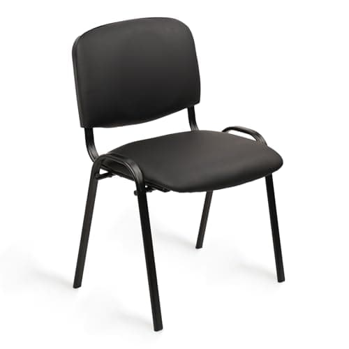 Image of CLATINA Stackable Waiting Room Chairs, PU Leather Armless Conference Room Chairs No Wheels, Office Guest Chair with Metal Frames for Reception Lobby Side Meeting Training School, Black