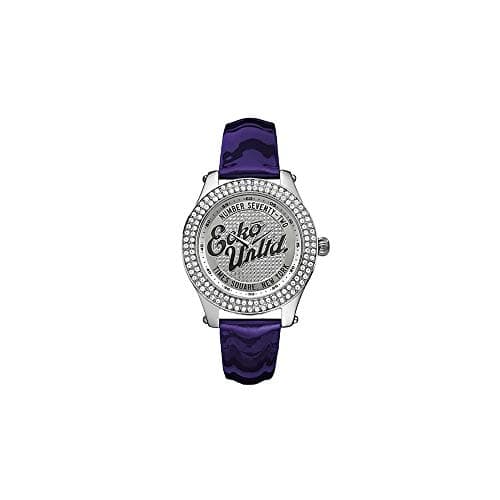 Image of Marc Ecko Ladies Watch E10038M3 with Rollie Silver Dial and Purple Patent Strap