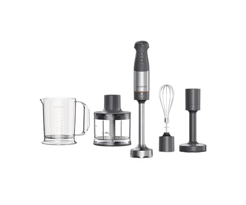 Image of Kenwood Triblade XL Hand Blender, Mixer with Anti-Splash, Chopper 500ml, Metal Whisk and Masher Attachment and BPA-Free Plastic Beaker, HBM60.307GY, Dishwasher Safe, 1000W, Grey