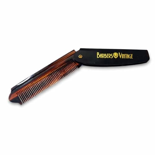 Image of Barbers Vintage Folding Comb (Tortoise Shell Finish). Luxury Hand Made Pocket Flip Comb for Men. Perfect for Male Grooming Hair/Moustache/Beard.