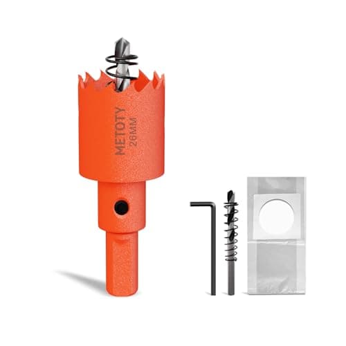 Image of METOTY 26mm Bi-Metal Hole Saw,Universal HSS M42 Hole Saws,with Triangular Shaft Adapter and Centring Drill, One Free Dust Bag for Aluminum, Metals, Plastics, Acrylic Glass, Wood, Gypsum board