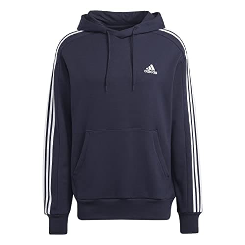 Image of adidas Men's Essentials French Terry 3-Stripes Hoodie, Legend Ink/White, M