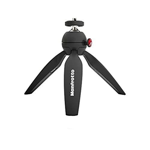 Image of Manfrotto MTPIXIMII-B, PIXI Mini Camera Tripod with Handgrip for Compact System Cameras, for DSLR, Mirrorless, Video, Made in Italy, Technopolymer and Aluminium, Table Tripod, Black